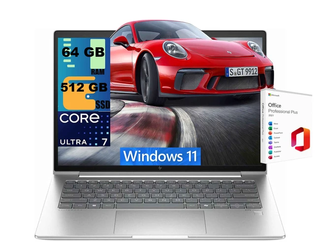 Main image of HP Elitebook 640 14 Laptop, 14" FHD+ Touchscreen, Intel Core Ultra 7 165U 12 Cores Processor, Intel Graphics, 64GB DDR5 512GB PCIe SSD, Wi-Fi 6, Backlit KB, FR, Windows 11, Office 2021 License