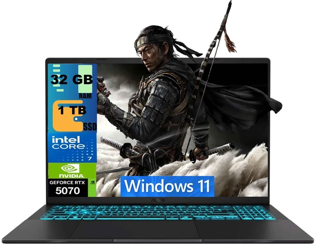 Main image of ASUS V16 Gaming Laptop, 16" WUXGA 144Hz, Intel Core 7 240H Processor, NVIDIA GeForce RTX 5070 8GB GDDR7, 32GB DDR5 1TB PCIe SSD, Wi-Fi 6 + Bluetooth 5.3, Windows 11