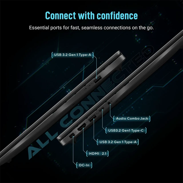 Alt view image 6 of 6 - ASUS V16 Gaming Laptop, 16" WUXGA 144Hz, Intel Core 7 240H Processor, NVIDIA GeForce RTX 5070 8GB GDDR7, 16GB DDR5 512GB PCIe SSD, Wi-Fi 6 + Bluetooth 5.3, Windows 11