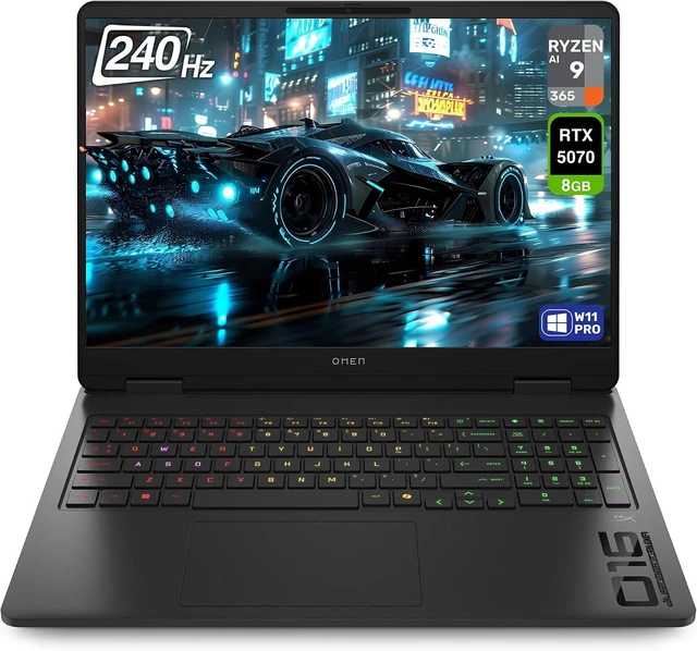Alt view image 2 of 6 - HP OMEN 16 Gaming Laptop, 16" WQXGA 240Hz, AMD Ryzen AI 9 365 10 cores Processor, NVIDIA GeForce RTX 5070 8 GB GDDR7, 16GB DDR5 512GB PCIe SSD, Wi-Fi 6E, Windows 11, Office 2021 License