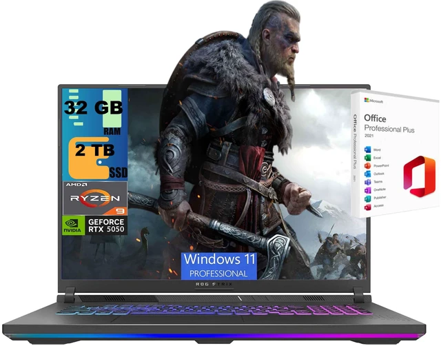 Main image of ASUS ROG Strix G18 Gaming Laptop, 18" ROG FHD+ 144Hz, AMD Ryzen 9 8940HX 16 Cores Processor, NVIDIA GeForce RTX 5050 8GB GDDR7, 32GB DDR5 2TB PCIe SSD, Wi-Fi 6E, Windows 11 Pro, Office 2021 License