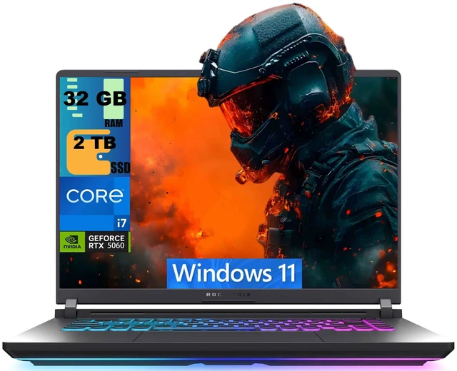 Main image of ASUS ROG Strix G18 Gaming Laptop, 18" FHD+ 144Hz, Intel Core i7-14650HX 16 Cores Processor, NVIDIA GEFORCE RTX 5060 8GB GDDR7, 32GB DDR5 2TB PCIe SSD, Wi-Fi 7, Windows 11