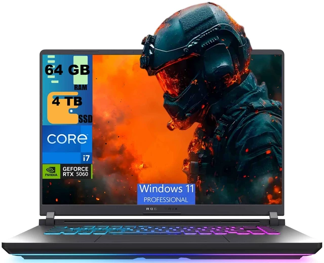 Main image of ASUS ROG Strix G18 Gaming Laptop, 18" FHD+ 144Hz, Intel Core i7-14650HX 16 Cores Processor, NVIDIA GEFORCE RTX 5060 8GB GDDR7, 64GB DDR5 4TB PCIe SSD, Wi-Fi 7, Windows 11 Pro