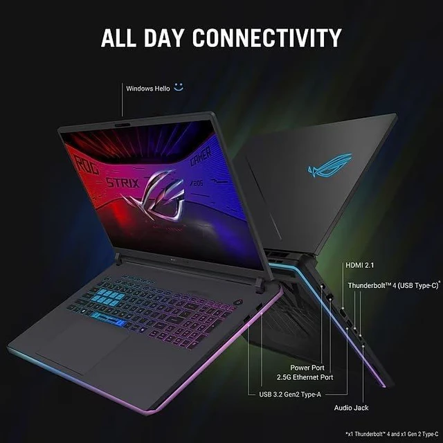 Alt view image 6 of 6 - ASUS ROG Strix G18 Gaming Laptop, 18" FHD+ 144Hz, Intel Core i7-14650HX 16 Cores Processor, NVIDIA GEFORCE RTX 5060 8GB GDDR7, 64GB DDR5 4TB PCIe SSD, Wi-Fi 7, Windows 11 Pro