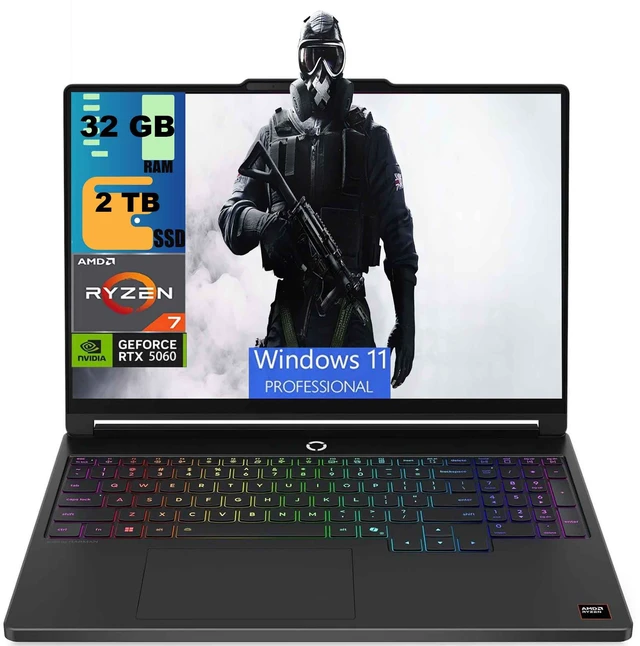 Main image of Lenovo Legion 5 15 Gaming Laptop, 15.3" 165Hz WQXGA Display, AMD Ryzen 7 250 8 Cores Processor, NVIDIA GeForce RTX 5060 8GB GDDR7, 32GB DDR5 2TB PCIe SSD, Wi-Fi 7, Windows 11 Pro
