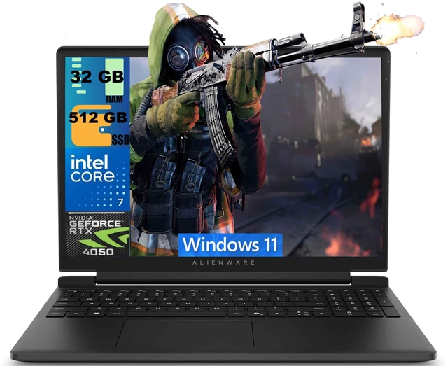 Main image of Dell Alienware 15 Gaming Laptop, 15.3" WUXGA 165Hz Display, Intel Core 7 240H 10-Core Processor, NVIDIA GeForce RTX 4050 6GB GDDR6, 32GB DDR5 512GB PCIe SSD, Backlit KB, Wi-Fi 6, Windows 11