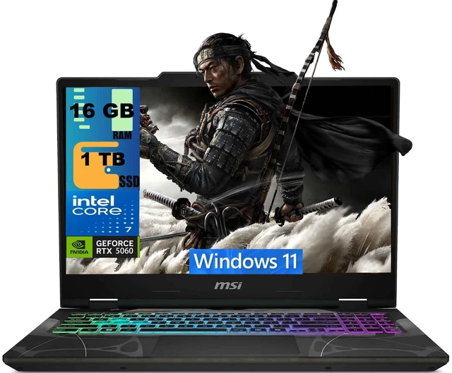 Main image of MSI Cyborg 15 Gaming Laptop, 15.6" 144Hz FHD Display, Intel Core 7 240H 10-Core Processor, NVIDIA GeForce RTX 5060 8GB GDDR7, 16GB DDR5 1TB PCIe SSD, RGB Backlit KB, Wi-Fi 6E, Windows 11