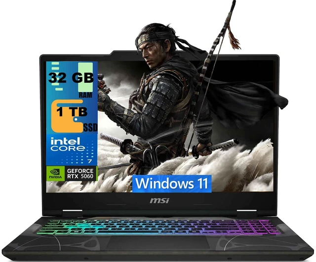 Main image of MSI Cyborg 15 Gaming Laptop, 15.6" 144Hz FHD Display, Intel Core 7 240H 10-Core Processor, NVIDIA GeForce RTX 5060 8GB GDDR7, 32GB DDR5 1TB PCIe SSD, RGB Backlit KB, Wi-Fi 6E, Windows 11