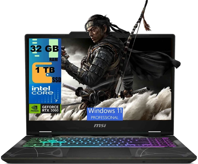 Main image of MSI Cyborg 15 Gaming Laptop, 15.6" 144Hz FHD Display, Intel Core 7 240H 10-Core Processor, NVIDIA GeForce RTX 5060 8GB GDDR7, 32GB DDR5 1TB PCIe SSD, RGB Backlit KB, Wi-Fi 6E, Windows 11 Pro
