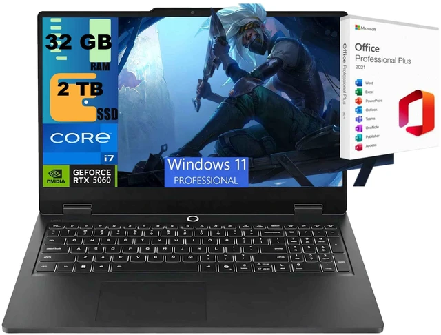 Main image of Lenovo LOQ 15 Gaming Laptop, 15.6" FHD 144Hz, Intel Core i7-13650HX 14 cores Processor, NVIDIA GeForce RTX 5060 8GB GDDR7, 32GB DDR5 2TB PCIe SSD, Wi-Fi 6, Windows 11 Pro, Office 2021 License
