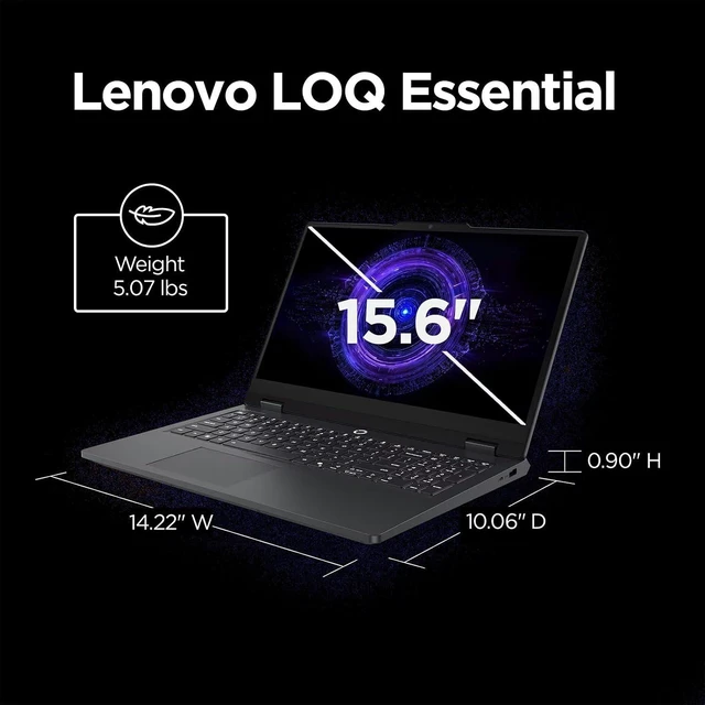 Alt view image 6 of 6 - Lenovo LOQ 15 Gaming Laptop, 15.6" FHD 144Hz, Intel Core i7-13650HX 14 cores Processor, NVIDIA GeForce RTX 5060 8GB GDDR7, 16GB DDR5 512GB PCIe SSD, Wi-Fi 6, Windows 11, Office 2021 License