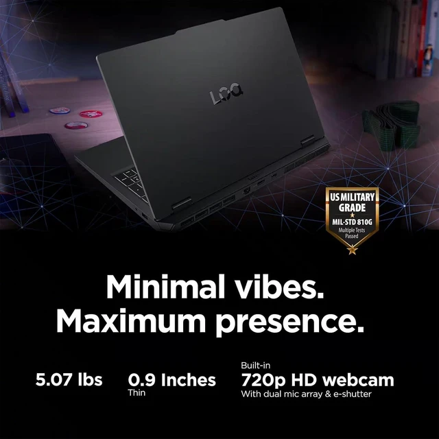 Alt view image 5 of 6 - Lenovo LOQ 15 Gaming Laptop, 15.6" FHD 144Hz, Intel Core i7-13650HX 14 cores Processor, NVIDIA GeForce RTX 5060 8GB GDDR7, 16GB DDR5 512GB PCIe SSD, Wi-Fi 6, Windows 11, Office 2021 License
