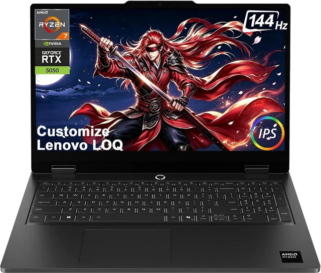 Alt view image 2 of 6 - Lenovo LOQ 15 Gaming Laptop, 15.6" FHD 144Hz, AMD 8-core Ryzen 7 170 Processor, NVIDIA GeForce RTX 5050 8GB GDDR7, 16GB DDR5 2TB PCIe SSD, Wi-Fi 6 + Bluetooth 5.2, Backlit KB, Windows 11