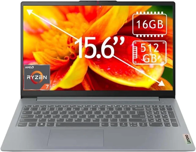 Alt view image 2 of 6 - Lenovo IdeaPad Slim 3 15 Laptop, 15.6" Full HD Touchscreen, AMD Ryzen 7 5825U 8-core processor, AMD Radeon Graphics, 16GB DDR4 512GB PCIe SSD, Wi-Fi 6, Windows 11, Office 2021 License