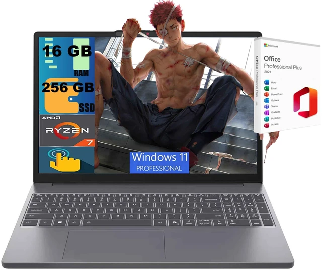 Main image of Lenovo IdeaPad Slim 3 15 Laptop, 15.3" FHD+ Touchscreen, AMD Ryzen 7 170 8-Cores Processor, AMD Radeon 680M Graphics, 16GB DDR5 256GB PCIe SSD, Wi-Fi 6 , Windows 11 Pro, Office 2021 License
