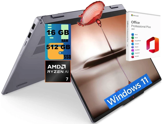 Main image of Lenovo IdeaPad 5 14 Laptop, 14" WUXGA Touchscreen, AMD Ryzen AI 7 350 8-Core Processor, AMD Radeon 860M Graphics, 32GB DDR5 512GB PCIe SSD, Wi-Fi 7, Backlit KB, Windows 11, Office 2021 License
