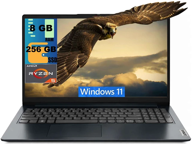 Main image of Lenovo Ideapad 1 15 Laptop, 15.6" Full HD (1920 x 1080) Display, AMD Ryzen 5 7520U 4-core Processor, AMD Radeon 610M, 8GB DDR5 256GB PCIe SSD, Wi-Fi & Bluetooth, Windows 11 Home