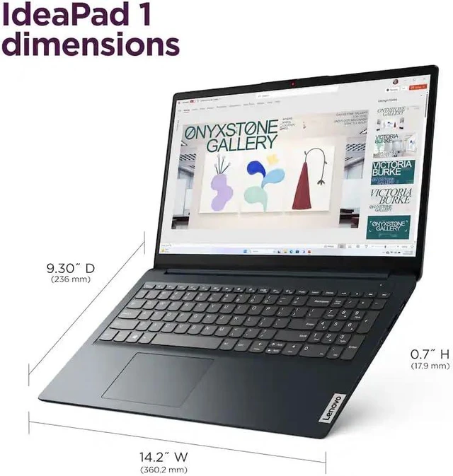 Alt view image 4 of 6 - Lenovo Ideapad 1 15 Laptop, 15.6" Full HD (1920 x 1080) Display, AMD Ryzen 5 7520U 4-core Processor, AMD Radeon 610M, 8GB DDR5 512GB PCIe SSD, Wi-Fi & Bluetooth, Windows 11 Pro, Office 2021 License