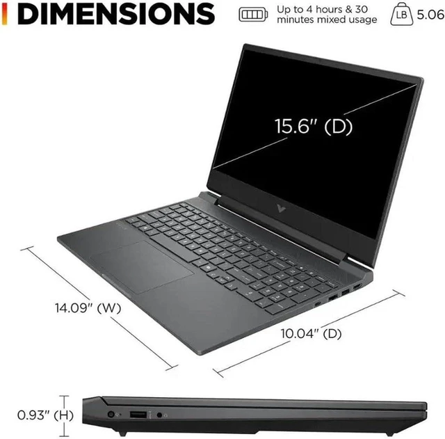 Alt view image 4 of 6 - HP Victus 15 Gaming Laptop, 15.6" FHD 144Hz, Intel i5-13420H, NVIDIA RTX 3050 6GB, Backlit KB, Wi-Fi 6, Windows 11 Home, 8GB RAM 256GB SSD