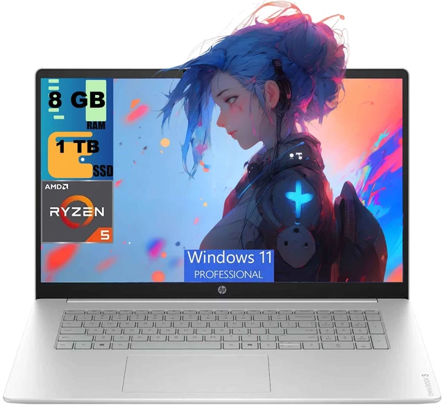 Main image of HP OmniBook 3 17.3" Business Laptop, 17.3" FHD (1920 x 1080) Display, AMD Ryzen 5 40 4 Cores Processor, AMD Radeon 610M, 8GB DDR5 1TB PCIe SSD, Wi-Fi 7, Windows 11 Pro