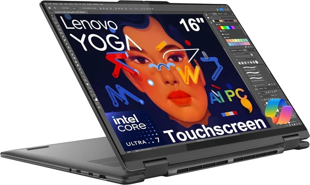 Alt view image 2 of 5 - Lenovo Yoga 7 2-in-1 Laptop, 16" FHD+ Touchscreen, Intel Core Ultra 7 155U 12 Cores Processor, Intel Graphics, FP Reader, Wi-Fi 6E, Windows 11 Home, 16GB LPDDR5X RAM, 1TB PCIe SSD