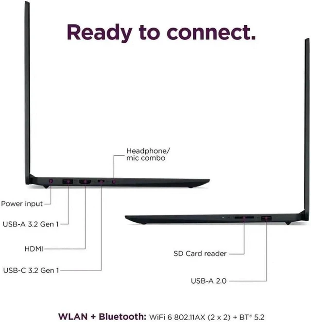 Alt view image 2 of 5 - Lenovo IdeaPad 1 15 Laptop, 15.6" FHD Touchscreen, Intel Core i5-1334U 10 Cores Processor, Intel Iris Xe Graphics, Wi-Fi 6, Windows 11 Pro, Lifetime Office 2021, 40GB RAM, 512GB PCIe SSD