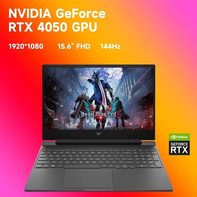 Alt view image 3 of 5 - HP Victus 15 Gaming Laptop, 15.6" FHD 144Hz, AMD Ryzen 7 7445HS 6 Cores Processor, NVIDIA GeForce RTX 4050, Backlit KB, Windows 11 Home, Lifetime Office 2021, 64GB DDR5 RAM, 2TB SSD
