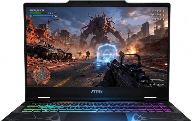 Main image of MSI Cyborg 15 Gaming Laptop, 15.6" FHD 144Hz Display, Intel Core 7 240H 10-Core Processor, NVIDIA GeForce RTX 5070 8GB GDDR7, Wi-Fi 6E, 64GB DDR5 4TB PCIe SSD, Windows 11 Pro