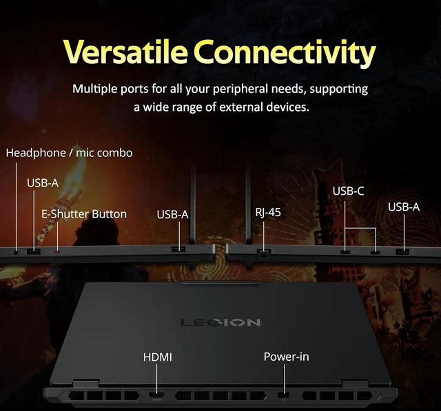 Alt view image 6 of 6 - Lenovo Legion 5 15 Gaming Laptop, 15.1" WQXGA 165Hz Display, Intel Core i7-14700HX 14-Core Processor, NVIDIA GeForce RTX 5060 8GB GDDR7, 64GB DDR5 2TB PCIe SSD, Windows 11 Pro