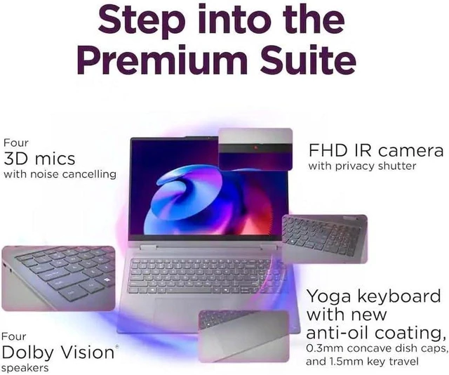 Alt view image 3 of 6 - Lenovo Yoga 7i 2-in-1 Laptop, Intel Core Ultra 7 256V Processor, Intel Arc Graphics, 16" WUXGA Touchscreen, Wi-Fi 7, Backlit KB, Fingerprint, 16GB DDR5 4TB SSD, Office 2021, Win 11 Pro