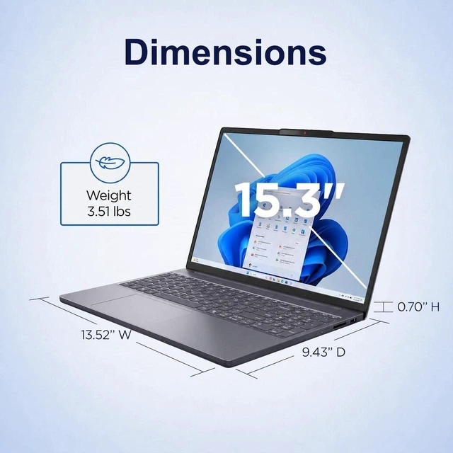 Alt view image 6 of 6 - Lenovo IdeaPad Slim 3 15 Laptop, AMD Ryzen 7 170 8-Core Processor, AMD Radeon 680M Graphics, 15.3" FHD+ Touchscreen, Wi-Fi 6, 16GB DDR5 256GB PCIe SSD, Windows 11 Home