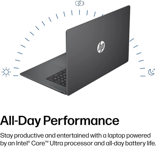 Alt view image 2 of 5 - HP OmniBook 3 17 Laptop, Intel Core Ultra 7 255U 12-Core Processor, Intel Graphics, 17.3" FHD Display, Wi-Fi 7, Backlit KB, 16GB DDR5 1TB PCIe SSD, Lifetime Office 2024, Windows 11 Home