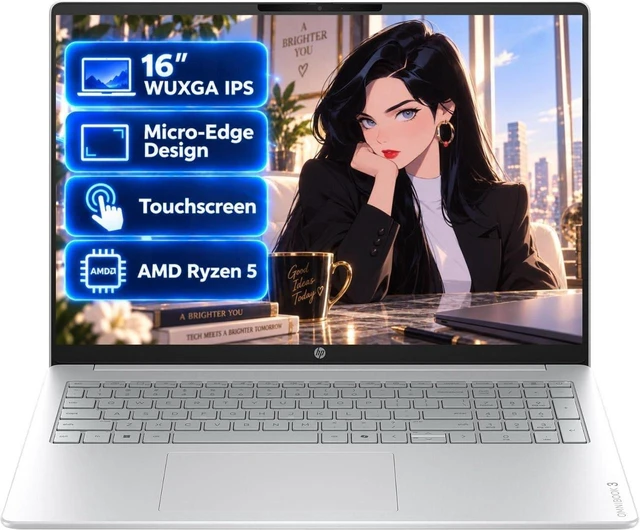 Alt view image 2 of 6 - HP OmniBook 3 16 Laptop, AMD Ryzen 5 4000 4-Core Processor, AMD Radeon 610M Graphics, 16" WUXGA Touchscreen, Wi-Fi 6, HDMI, USB-C, 8GB DDR5 512GB SSD, Windows 11 Home