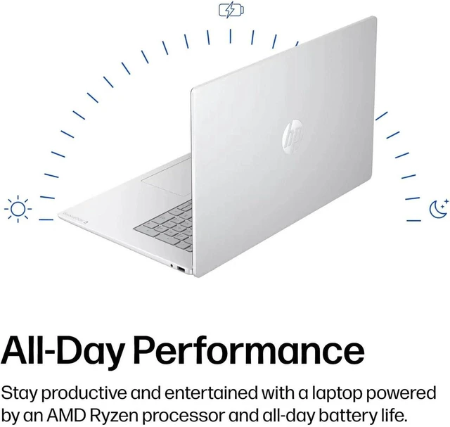 Alt view image 4 of 5 - HP OmniBook 3 17.3" Business Laptop, AMD Ryzen 5 40 4 Cores Processor, AMD Radeon 610M, FHD Display, Wi-Fi 7, Bluetooth, 8GB DDR5 1TB PCIe SSD, Windows 11 Pro
