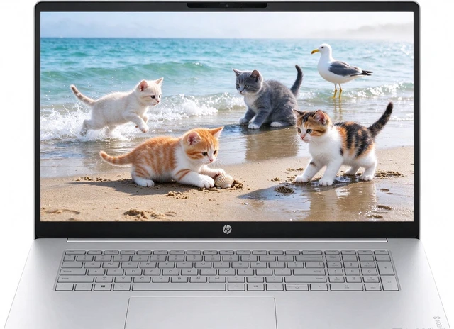 Main image of HP OmniBook 3 17.3" Business Laptop, AMD Ryzen 5 40 4 Cores Processor, AMD Radeon 610M, FHD Display, Wi-Fi 7, Bluetooth, 8GB DDR5 1TB PCIe SSD, Windows 11 Pro