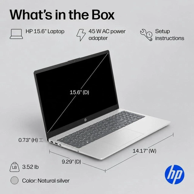 Alt view image 5 of 5 - HP 15 Laptop, 15.6" FHD Touchscreen, AMD Ryzen 5 7530U 6 Cores Processor, AMD Radeon Graphics, WiFi 6, Bluetooth 5.4, Numeric Keypad, 64GB DDR4 4TB PCIe SSD, Windows 11 Pro