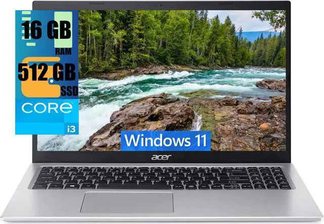 Main image of Acer Aspire 5 15 Laptop, 15.6" Full HD (1920 x 1080) IPS Display, Intel Core i3-1115G4 2 cores Processor, Intel UHD Graphics, 16GB DDR4  512GB PCIe SSD, WiFi 6, Backlit Keyboard, Windows 11