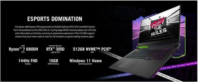 Alt view image 4 of 7 - ASUS ROG Strix G17 Gaming Laptop, 17.3" FHD 144Hz Display, AMD Ryzen 7 6800H 8 cores Processor, NVIDIA GeForce RTX 3050 4GB GDDR6, 64GB DDR5  2TB PCIe SSD, RGB Keyboard, Windows 11