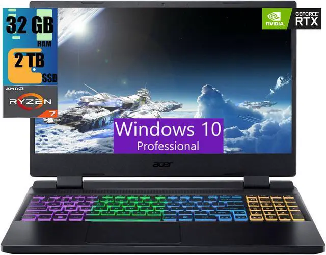 Main image of Acer Nitro 5 15 Gaming Laptop, 15.6" QHD 165Hz Display, AMD Ryzen 7 6800H 8 Core processor, GeForce RTX 3070 Ti 8GB GDDR6, 32GB DDR5  2TB PCIe SSD, Wi-Fi 6E, RGB Backlit, Windows 10 Pro