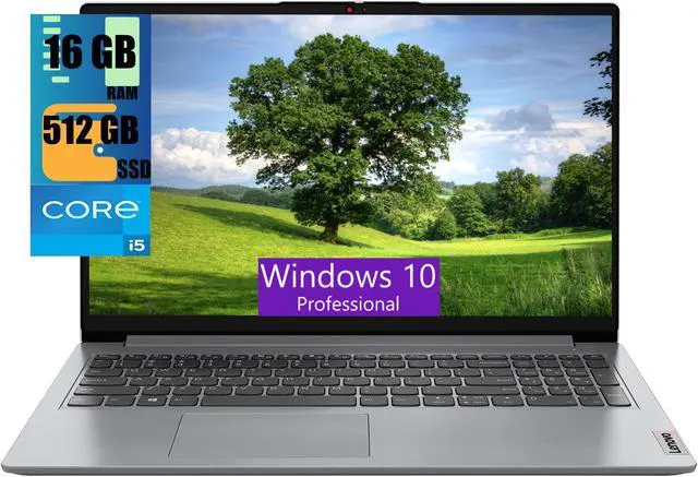 Main image of Lenovo IdeaPad 1i 15 Laptop, 15.6" FHD (1920 x 1080) Display, Intel Core i5-1235U 10 core Processor, Intel Iris Xe Graphics, 16GB DDR4  512GB PCIe SSD, Wi-Fi 6 and Bluetooth 5.0, Windows 10 Pro