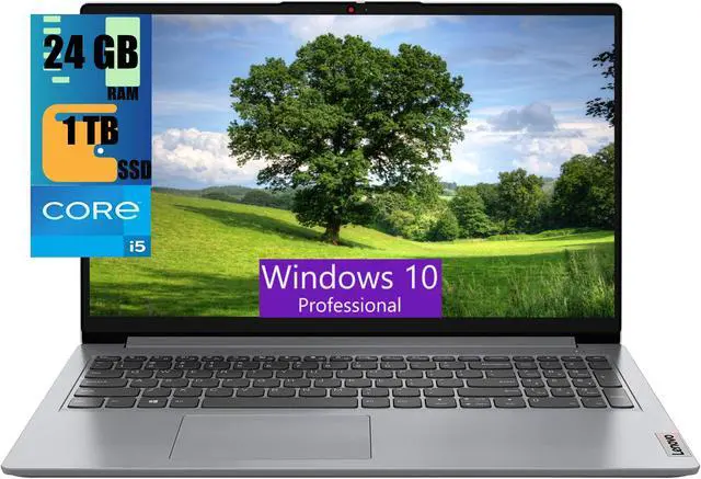 Main image of Lenovo IdeaPad 1i 15 Laptop, 15.6" FHD (1920 x 1080) Display, Intel Core i5-1235U 10 core Processor, Intel Iris Xe Graphics, 24GB DDR4  1TB PCIe SSD, Wi-Fi 6 and Bluetooth 5.0, Windows 10 Pro