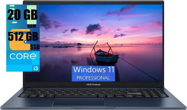 Main image of ASUS Vivobook 17 Laptop, 17.3" FHD (1920 x 1080) Display, Intel Core i3-1215U 6 cores Processor,  Intel UHD Graphics, 20GB DDR4  512GB PCIe SSD, HDMI, Webcam, Wi-Fi, Windows 11 Pro