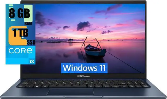 Main image of ASUS Vivobook 17 Laptop, 17.3" FHD (1920 x 1080) Display, Intel Core i3-1215U 6 cores Processor,  Intel UHD Graphics, 8GB DDR4  1TB PCIe SSD, HDMI, Webcam, Wi-Fi, Windows 11