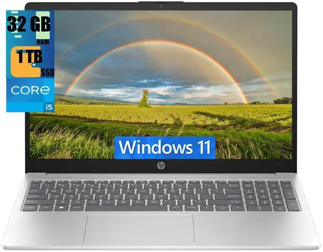 Main image of HP 15 Laptop, 15.6" FHD (1920 x 1080) Display, Intel Core i5-1235U 10 Cores Processor, Intel Iris Xe Graphics, 32GB DDR4  1TB PCIe SSD, Bluetooth, HDMI, WiFi 5, Windows 11