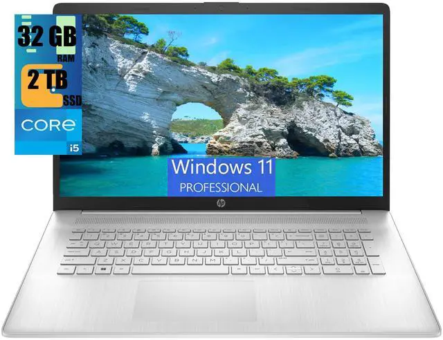 Main image of HP 17 Laptop, 17.3" HD+ Touchscreen, Intel Core i5-1334U 10 Cores Processor, Intel Iris Xe Graphics, 32GB DDR4  2TB PCIe SSD, Webcam, HDMI, FP Reader, Backlit KB, Wi-Fi 6, Windows 11 Pro