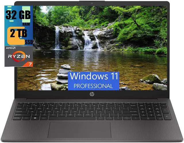 Main image of HP 255 G10 15 Laptop, 15.6" FHD (1920 x 1080) Display, AMD Ryzen 7 7730U 8 Cores Processor, AMD Radeon Graphics, 32GB DDR4  2TB PCIe SSD, Numeric Keypad, Webcam, Wi-Fi 6, Windows 11 Pro
