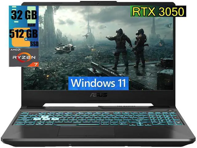 Main image of ASUS TUF A15 Gaming Laptop, 15.6" Full HD 144Hz Display, AMD Ryzen 7 7435HS 8 cores Processor, NVIDIA GeForce RTX 3050 4GB GDDR6, 32GB DDR5  512GB PCIe SSD, RGB Backlit KB, Wi-Fi 6, Windows 11
