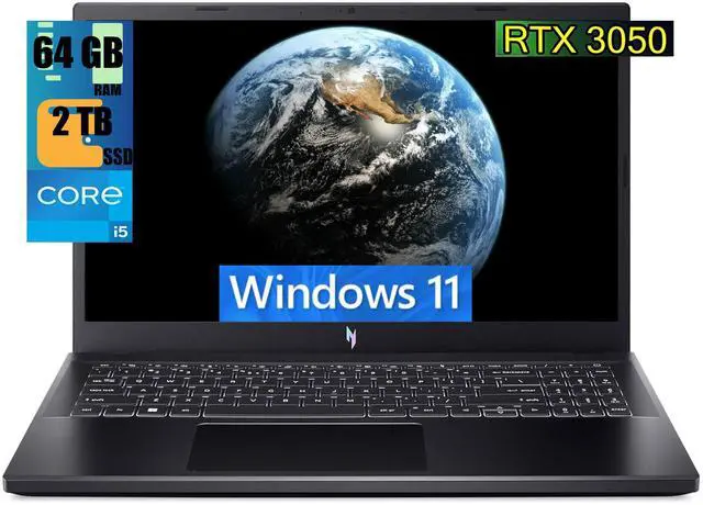 Main image of Acer Nitro V 15 Gaming Laptop, 15.6" FHD 144Hz Display, Intel Core i5-13420H 8 Cores Processor, NVIDIA GeForce RTX 3050 6GB GDDR6, 64GB DDR5  2TB PCIe SSD, WiFi 6 | Backlit KB, Windows 11