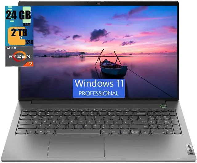 Main image of Lenovo ThinkBook 15 Business Laptop, 15.6" FHD Display, AMD Ryzen 7 5825U 8 Cores Processor, AMD Radeon Graphics, 24GB DDR4  2TB PCIe SSD, FP Reader, HDMI, RJ45, Webcam, Wi-Fi 6, Windows 11 Pro