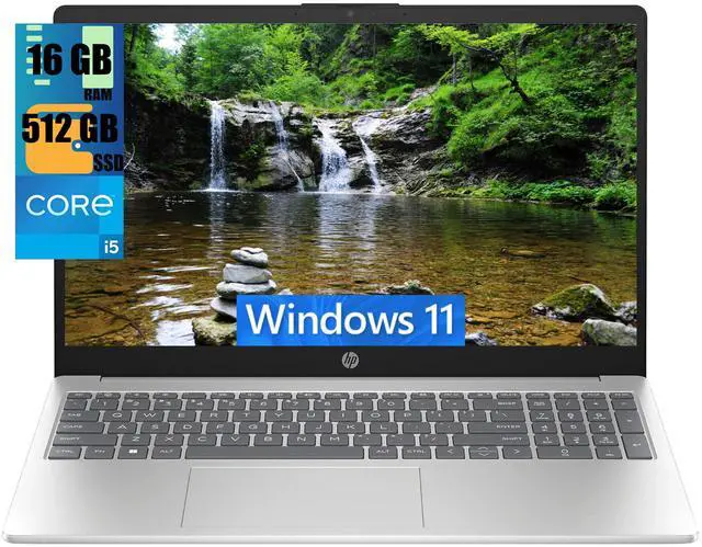 Main image of HP 15 Laptop, 15.6" FHD (1920 x 1080) Display, Intel Core i5-1235U 10 Cores Processor, Intel Iris Xe Graphics, 16GB DDR4  512GB PCIe SSD, Bluetooth, HDMI, WiFi 5, Windows 11